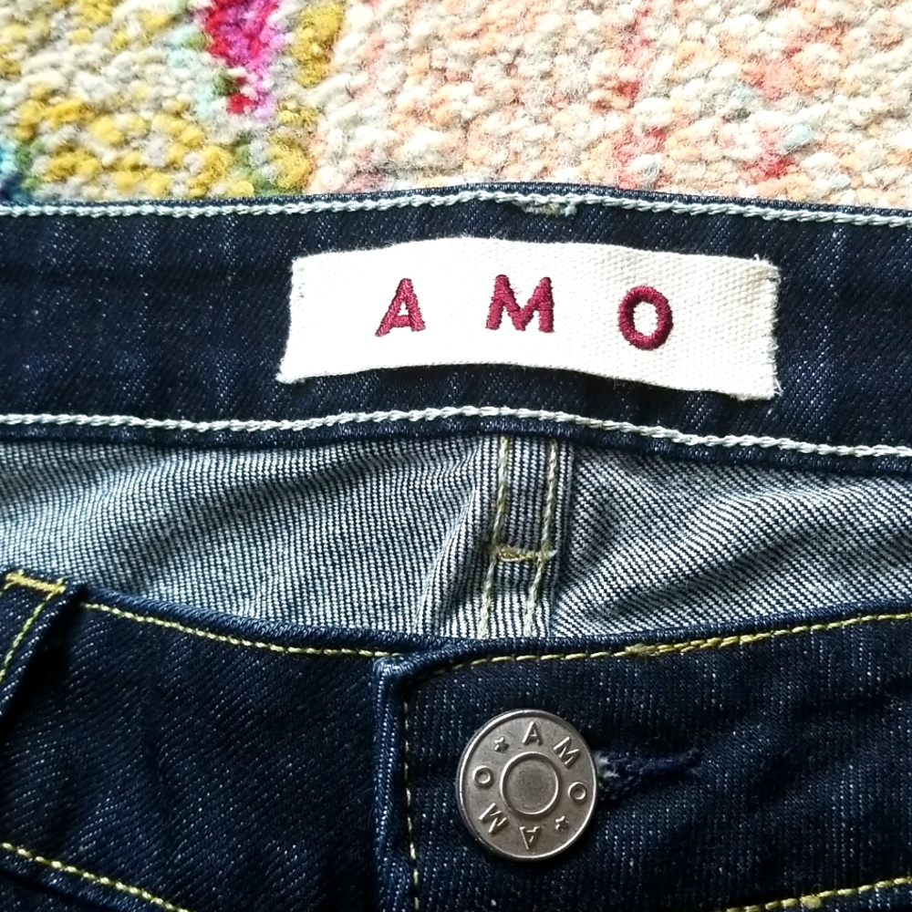AMO No BOW Denim Crop Ankle Back Zipper SOFT RAW Denim 5 Pocket Zip Jeans 29 NWT - Picture 7 of 16